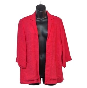 Huntington Women's Red Open Front Blazer Jacket Size S